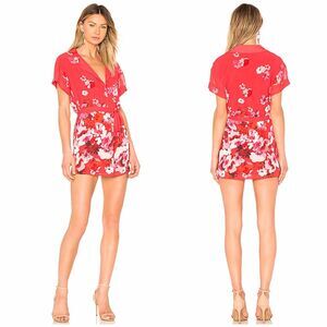 privacy please‎ La Jolla Mini Shirt Dress Red Cascade Floral Tie Waist XXS NWT